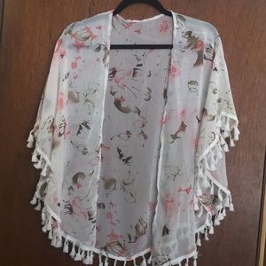 White shawl with floral pattern
